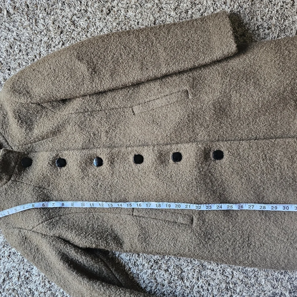 VTG Victorias Secret Mocca Mousse Tan Bouclé Midi Coat Button Y2K Size 12-14‎